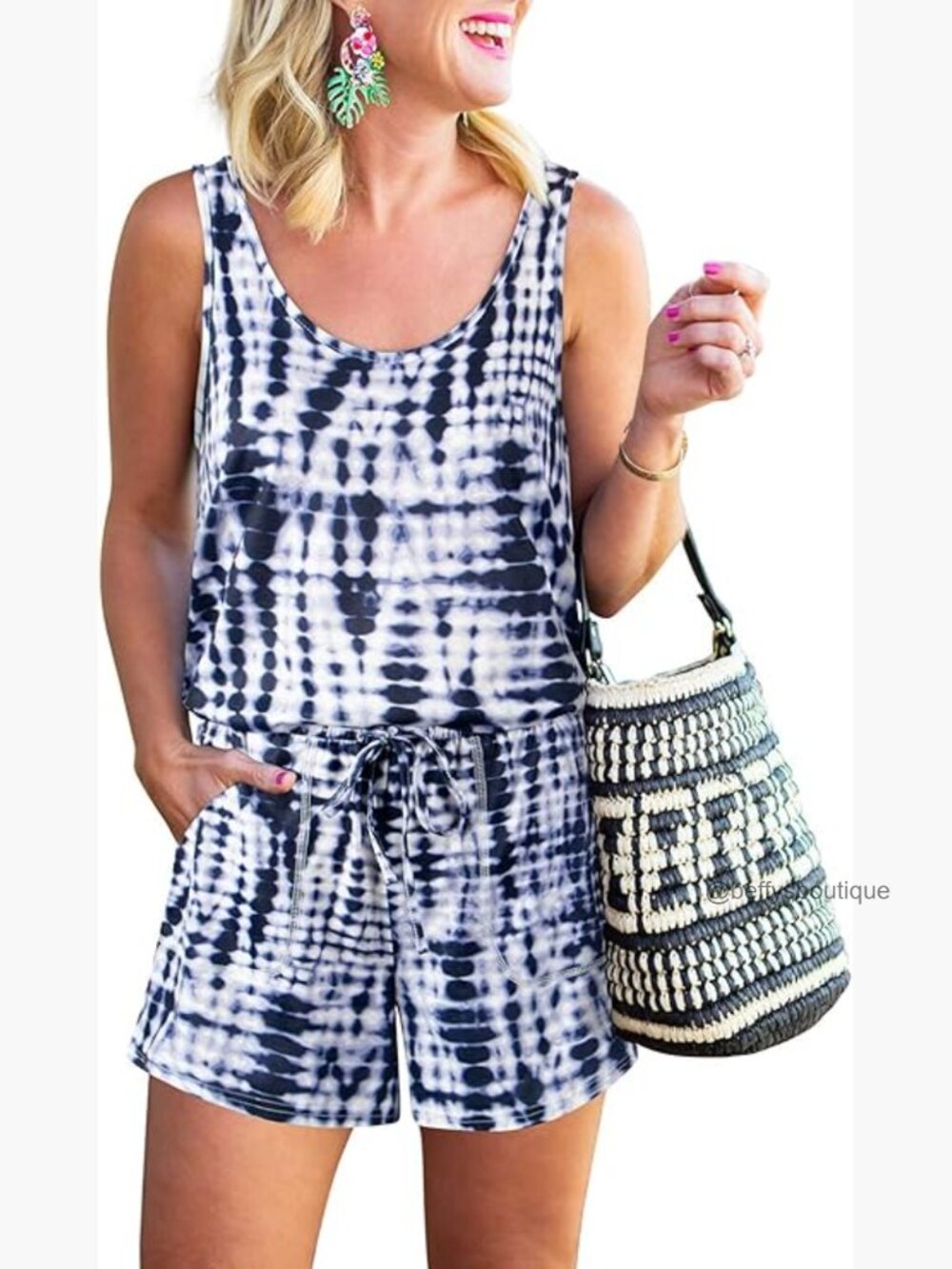 Scoop Neck Sleeveless Tank Top Jumpsuit Romper Shorts Stretchy Loose Casual